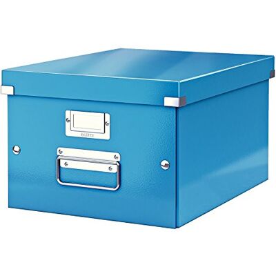 Leitz Click & Store Aufbewahrungsbox mit Deckel Mittel-Groß, Box für Unterlagen bis A4 im Büro u. Haushalt, Transportbox aus 85 % recycelter Premium-Hartpappe, Stabile Metallgriffe, Blau, 60440036 Leitz Click & Store Aufbewahrungsbox mit Deckel Mittel-Groß, Box für Unterlagen bis A4 im Büro u. Haushalt, Transportbox aus 85 % recycelter Premium-Hartpappe, Stabile Metallgriffe, Blau, 60440036