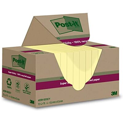 Post-it Super Sticky Recycling-Notes, 12 Blöcke (840 Blatt), 47,6 x 47,6 mm Selbstklebende Haftnotizen mit Stärkerer Haftung, Klebezettel für Bürobedarf, Erinnerungen & To-Do-Listen; Repositionierbar Post-it Super Sticky Recycling-Notes, 12 Blöcke (840 Blatt), 47,6 x 47,6 mm Selbstklebende Haftnotizen mit Stärkerer Haftung, Klebezettel für Bürobedarf, Erinnerungen & To-Do-Listen; Repositionierbar