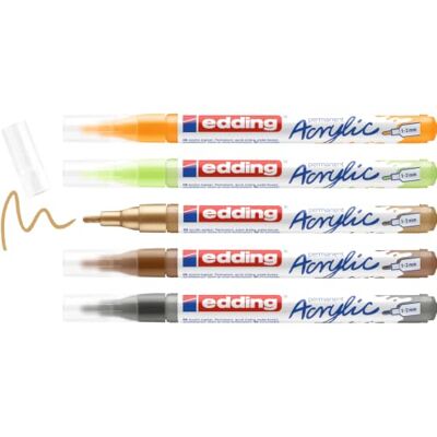 edding 5300 Acrylmarker Fein Naturfarben 5er-Set feine Spitze 1-2 mm Acrylmalstifte zum Malen auf Leinwand, Kunstdruckpapier, Holz, Stein Made in Germany edding 5300 Acrylmarker Fein Naturfarben 5er-Set feine Spitze 1-2 mm Acrylmalstifte zum Malen auf Leinwand, Kunstdruckpapier, Holz, Stein Made in Germany