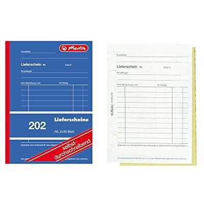 Herlitz 883553 Lieferscheinbuch A6, 2 x 40 Blatt, selbstdurchschreibend, 5 Stück Herlitz 883553 Lieferscheinbuch A6, 2 x 40 Blatt, selbstdurchschreibend, 5 Stück
