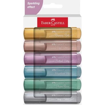 Faber-Castell Metallic Textmarker Set, 6 Marker Highlighter in Metallicfarben mit Keilspitze für 1-5 mm Markierungen Faber-Castell Metallic Textmarker Set, 6 Marker Highlighter in Metallicfarben mit Keilspitze für 1-5 mm Markierungen