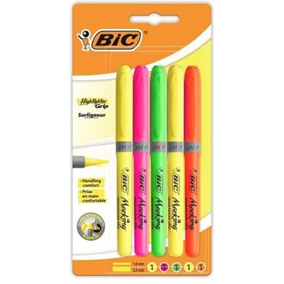 BIC BRITELINER Grip Textmarker – verschiedene Farbe (5 Stück) BIC BRITELINER Grip Textmarker – verschiedene Farbe (5 Stück)