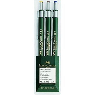 Faber-Castell Druckbleistifte Set TK-FINE 9760 3-teilig HB Enthält 3 Minenbleistifte in 0,35 mm, 0,5 mm und 0,7 mm für exaktes Arbeiten Faber-Castell Druckbleistifte Set TK-FINE 9760 3-teilig HB Enthält 3 Minenbleistifte in 0,35 mm, 0,5 mm und 0,7 mm für exaktes Arbeiten