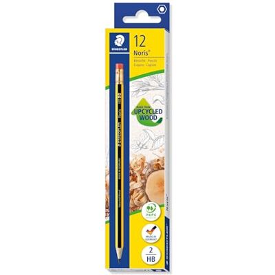 Staedtler Noris 122 Bleistift HB – 12 Stück, mit Radiertip Rutschfeste Soft-Oberfläche, aus PEFC-Holz – für die Schule – Art.-Nr. 122-HB Staedtler Noris 122 Bleistift HB – 12 Stück, mit Radiertip Rutschfeste Soft-Oberfläche, aus PEFC-Holz – für die Schule – Art.-Nr. 122-HB