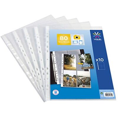 Viquel 10 transparente Hüllen für Fotos 10 x 15 cm oder Postkarten – langlebiger Schutz aus Polypropylen 90 Mikron – A4, 80 Fotos, 2 oder 4 Ringe, hergestellt in Frankreich Viquel 10 transparente Hüllen für Fotos 10 x 15 cm oder Postkarten – langlebiger Schutz aus Polypropylen 90 Mikron – A4, 80 Fotos, 2 oder 4 Ringe, hergestellt in Frankreich