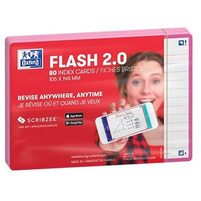 Oxford Flash 2.0 Flashcards A6 105x148mm Liniert Fuchsia 80 Stück Oxford Flash 2.0 Flashcards A6 105x148mm Liniert Fuchsia 80 Stück
