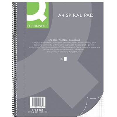 Q-Connect Spiral-Notizblock A4 Kariert / 80 Blatt / 160 Seiten/Notizbuch Spiralblock Collegeblock/Notizblock mit Spiralbindung/Schulblock Schreibblock Q-Connect Spiral-Notizblock A4 Kariert / 80 Blatt / 160 Seiten/Notizbuch Spiralblock Collegeblock/Notizblock mit Spiralbindung/Schulblock Schreibblock