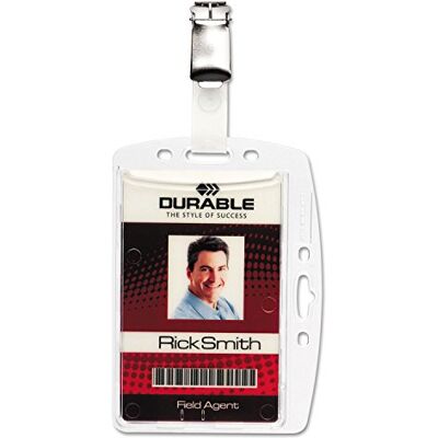 Durable Kartenhülle mit Clip für Betriebs-/ Sicherheitsausweis 54 x 87 mm, 25 Stück, transparent, 800519 Durable Kartenhülle mit Clip für Betriebs-/ Sicherheitsausweis 54 x 87 mm, 25 Stück, transparent, 800519