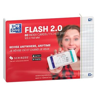 Oxford Flash 2.0 Flashcards A6 105x148mm Kariert 5mm Weiss 80 Stück Oxford Flash 2.0 Flashcards A6 105x148mm Kariert 5mm Weiss 80 Stück