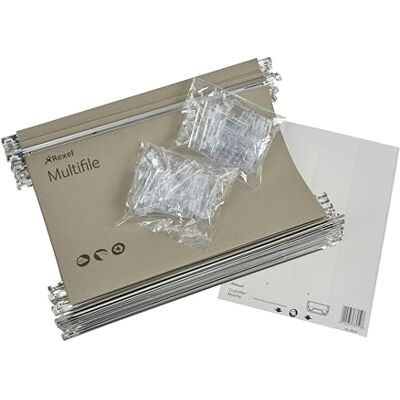 Rexel MultiFile Hängemappe (stark Manila mit Reitern und Einschüben, Folio-Format) 50 Stück grün Rexel MultiFile Hängemappe (stark Manila mit Reitern und Einschüben, Folio-Format) 50 Stück grün