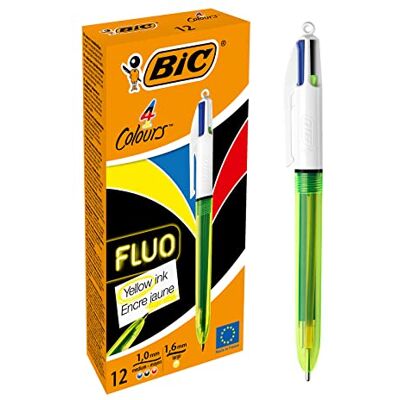 BIC 4 Farben Kugelschreiber Set 4 Colours Fluo, mit Highlight-Funktion, 12er Pack, Ideal für das Büro, das Home Office oder die Schule BIC 4 Farben Kugelschreiber Set 4 Colours Fluo, mit Highlight-Funktion, 12er Pack, Ideal für das Büro, das Home Office oder die Schule