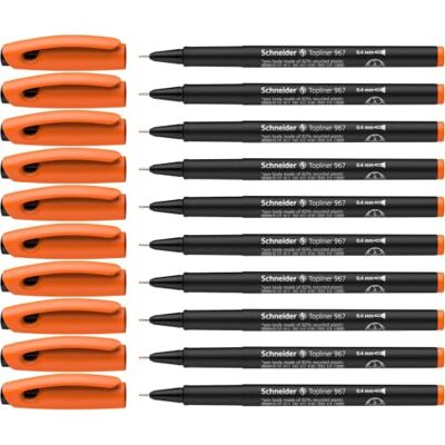 Schneider Topliner 967 Fineliner (Strichstärke 0,4 mm) 10 Stück orange Schneider Topliner 967 Fineliner (Strichstärke 0,4 mm) 10 Stück orange