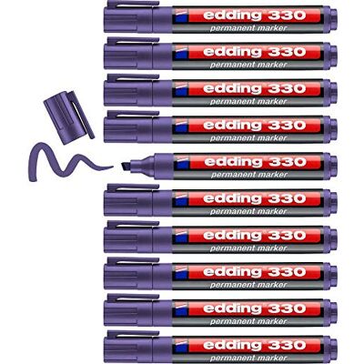 edding 330 Permanentmarker violett 10 Stifte Keil-Spitze 1-5 mm wasserfest, schnell-trocknend wischfest für Karton, Kunststoff, Glas, Holz, Metall, Glas edding 330 Permanentmarker violett 10 Stifte Keil-Spitze 1-5 mm wasserfest, schnell-trocknend wischfest für Karton, Kunststoff, Glas, Holz, Metall, Glas