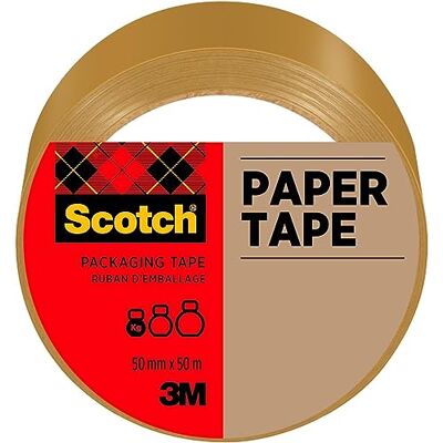 Scotch Papier-Versandband, Braun, 1 Rolle, 50 mm x 50 m Ideal für Leichte Pakete und Umschläge, von Hand Abreißbar und Beschreibbar Scotch Papier-Versandband, Braun, 1 Rolle, 50 mm x 50 m Ideal für Leichte Pakete und Umschläge, von Hand Abreißbar und Beschreibbar