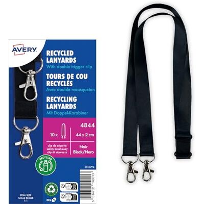 Avery 4844 Schlüsselband 10 Stck (44x2cm, Lanyard, Kartenhalter mit Doppelkarabinerhaken-Sicherheitsverschluss, für Ausweishülle, Kartenhülle, Namenschilder, Umhängeband, Nackenband) schwarz Avery 4844 Schlüsselband 10 Stck (44x2cm, Lanyard, Kartenhalter mit Doppelkarabinerhaken-Sicherheitsverschluss, für Ausweishülle, Kartenhülle, Namenschilder, Umhängeband, Nackenband) schwarz