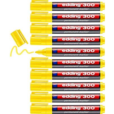 edding 300 Permanentmarker 10 Stifte Rundspitze 1,5-3 mm wasserfest, schnell-trocknend wischfest für Karton, Kunststoff, Glas, Holz, Metall, Glas edding 300 Permanentmarker 10 Stifte Rundspitze 1,5-3 mm wasserfest, schnell-trocknend wischfest für Karton, Kunststoff, Glas, Holz, Metall, Glas
