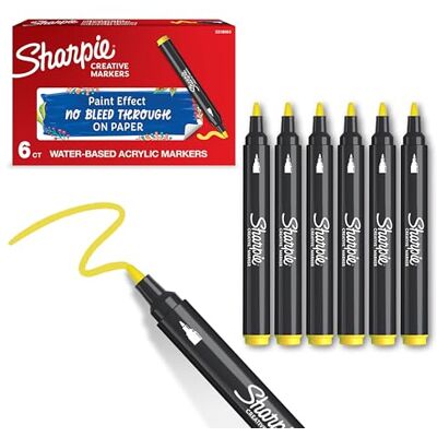 Sharpie Creative Marker Acryl-Farbstifte Wasserbasierte Farbmarker mit Rundspitze Bastel- & Künstlerbedarf Gelb 6 Stück Sharpie Creative Marker Acryl-Farbstifte Wasserbasierte Farbmarker mit Rundspitze Bastel- & Künstlerbedarf Gelb 6 Stück