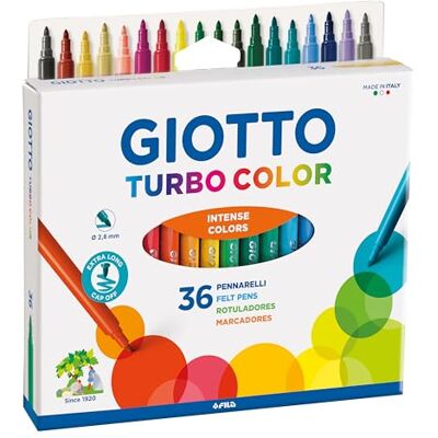 GIOTTO Turbo Color Fasermaler mit feiner Spitze, intensive Farben, abwaschbar, 36 Stück GIOTTO Turbo Color Fasermaler mit feiner Spitze, intensive Farben, abwaschbar, 36 Stück