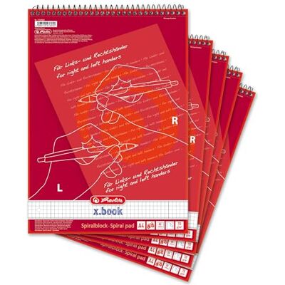 Herlitz Beidhänderblock, A4, 80 Blatt, Lineatur 28, kariert, Rand innen und außen, 5 Stück Herlitz Beidhänderblock, A4, 80 Blatt, Lineatur 28, kariert, Rand innen und außen, 5 Stück