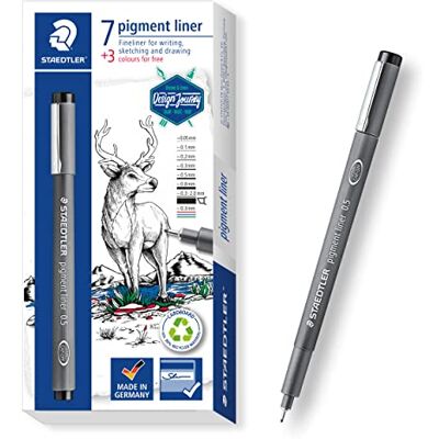Staedtler Pigment Liner 308 Fineliner – Schwarz, 7er Set Zum Skizzieren & Illustrieren, dokumentenecht, wasserfest – radierbar – Art.-Nr. 308 C10 Staedtler Pigment Liner 308 Fineliner – Schwarz, 7er Set Zum Skizzieren & Illustrieren, dokumentenecht, wasserfest – radierbar – Art.-Nr. 308 C10