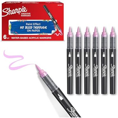 Sharpie Creative Marker Acryl-Farbstifte Wasserbasierte Farbmarker mit Pinselspitze Bastel- & Künstlerbedarf Rosa 6 Stück Sharpie Creative Marker Acryl-Farbstifte Wasserbasierte Farbmarker mit Pinselspitze Bastel- & Künstlerbedarf Rosa 6 Stück