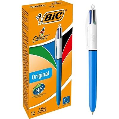 BIC 4 Colours Original Kugelschreiber, 4 Farben, 0,4 mm, 12 Stück BIC 4 Colours Original Kugelschreiber, 4 Farben, 0,4 mm, 12 Stück