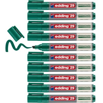 edding 29 Whiteboardmarker – grün – 10er-Pack Keilspitze 1–5 mm trocken abwischbar – für Whiteboards, Flipcharts, Pinnwände, Memoboards – Sketchnotes – nachfüllbar edding 29 Whiteboardmarker – grün – 10er-Pack Keilspitze 1–5 mm trocken abwischbar – für Whiteboards, Flipcharts, Pinnwände, Memoboards – Sketchnotes – nachfüllbar