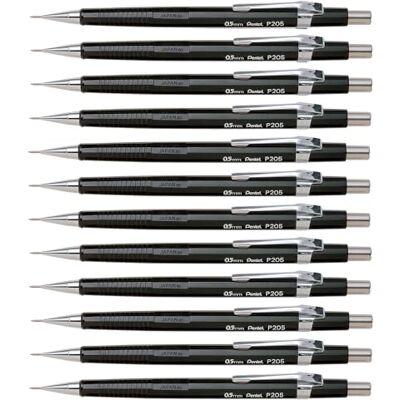 Pentel Sharp 200 P205-A Druckbleistift, 0.5 mm, Härtegrad HB, schwarz (12 Stück) Pentel Sharp 200 P205-A Druckbleistift, 0.5 mm, Härtegrad HB, schwarz (12 Stück)