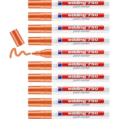 edding 750 Lackmarker orange 10 Stifte Rundspitze 2-4 mm Lackstift zur Markierung und Beschriftung von Metall, Glas, Stein oder Kunststoff hitzebeständig, permanent, wisch- und wasserfest edding 750 Lackmarker orange 10 Stifte Rundspitze 2-4 mm Lackstift zur Markierung und Beschriftung von Metall, Glas, Stein oder Kunststoff hitzebeständig, permanent, wisch- und wasserfest