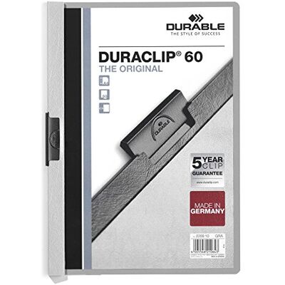 Durable Klemm-Mappe Duraclip Original 60 (für 1-60 Blatt A4), 25 Stück, grau, 220910 Durable Klemm-Mappe Duraclip Original 60 (für 1-60 Blatt A4), 25 Stück, grau, 220910