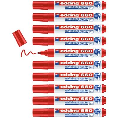 edding 660 Whiteboardmarker rot 10 Whiteboard Stifte Rundspitze 1,5-3 mm Boardmarker abwischbar für Whiteboard, Flipchart, Magnettafel, Pinnwand, Memoboard Sketchnotes nachfüllbar edding 660 Whiteboardmarker rot 10 Whiteboard Stifte Rundspitze 1,5-3 mm Boardmarker abwischbar für Whiteboard, Flipchart, Magnettafel, Pinnwand, Memoboard Sketchnotes nachfüllbar