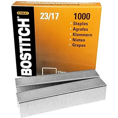 Bostitch 23-17-1M Heftklammern für HD-12F/HD-23L17 Größe 12 x 17 mm, Menge 1000 Stück Bostitch 23-17-1M Heftklammern für HD-12F/HD-23L17 Größe 12 x 17 mm, Menge 1000 Stück