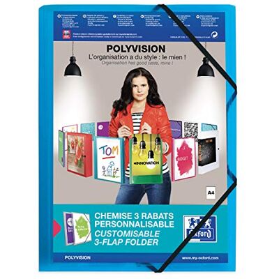 Oxford Eckspannermappe POLYVISION, 3 Klappen, A4, blau Oxford Eckspannermappe POLYVISION, 3 Klappen, A4, blau