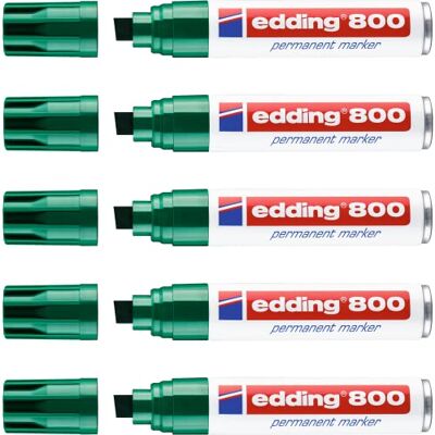 edding 800 Permanentmarker grün 5 Stifte Keilspitze 4-12 mm für breite Markierungen wasserfest, schnell-trocknend, wischfest für Karton, Kunststoff, Holz, Metall, Glas edding 800 Permanentmarker grün 5 Stifte Keilspitze 4-12 mm für breite Markierungen wasserfest, schnell-trocknend, wischfest für Karton, Kunststoff, Holz, Metall, Glas