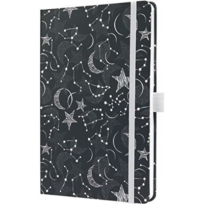 Sigel Notizbuch Jolie A5 liniert Tagebuch Schwarz Weiß Hardcover JN349, Gummiband, Stifteschlaufe, Einstecktasche, nachhaltiges Papier Sigel Notizbuch Jolie A5 liniert Tagebuch Schwarz Weiß Hardcover JN349, Gummiband, Stifteschlaufe, Einstecktasche, nachhaltiges Papier