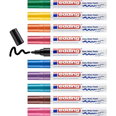 edding 750 Glanzlackmarker Set mehrfarbig 10 bunte Lackmarker Rundspitze 2-4 mm Lackstift für Glas, Stein, Holz, Kunststoff und Papier wasserfest, stark deckend edding 750 Glanzlackmarker Set mehrfarbig 10 bunte Lackmarker Rundspitze 2-4 mm Lackstift für Glas, Stein, Holz, Kunststoff und Papier wasserfest, stark deckend