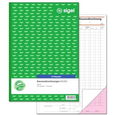Sigel KG425 Kassenabrechnung A4, 2x50 Blatt, mit Blaupapier, ultrafeiner Mikroperforation, Für exakte Einnahmen-/Ausgaben-Rechnung mit Ausweis des MwSt.- und Netto-Betrages Sigel KG425 Kassenabrechnung A4, 2x50 Blatt, mit Blaupapier, ultrafeiner Mikroperforation, Für exakte Einnahmen-/Ausgaben-Rechnung mit Ausweis des MwSt.- und Netto-Betrages
