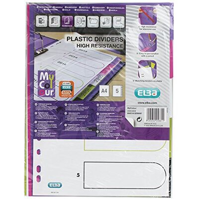 Oxford A4 Kunststoff-Register myColour blanko 5 Blatt 5-teilig Oxford A4 Kunststoff-Register myColour blanko 5 Blatt 5-teilig