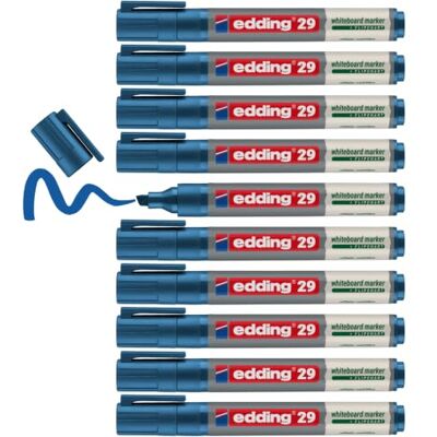 edding 29 Whiteboardmarker – blau – 10er-Pack Whiteboardmarker Keilspitze 1–5 mm – trocken abwischbar – für Whiteboards, Flipcharts, Pinnwände, Memoboards – Sketchnotes – nachfüllbar edding 29 Whiteboardmarker – blau – 10er-Pack Whiteboardmarker Keilspitze 1–5 mm – trocken abwischbar – für Whiteboards, Flipcharts, Pinnwände, Memoboards – Sketchnotes – nachfüllbar