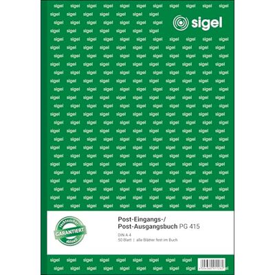 Sigel Posteingangsbuch Postausgangsbuch A4 50 Blatt PG415, zur Dokumentation eingehender und ausgehender Post Sigel Posteingangsbuch Postausgangsbuch A4 50 Blatt PG415, zur Dokumentation eingehender und ausgehender Post