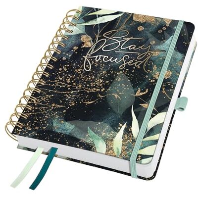 Sigel J6603 Spiralkalender 2026 A5, schwarz, grün, Hardcover, Gummiband, Stiftschlaufe, Einstecktasche, 2 Zeichenbänder, 240 Seiten, vegan, Buchkalender, Terminplaner Taschenkalender Jolie Sigel J6603 Spiralkalender 2026 A5, schwarz, grün, Hardcover, Gummiband, Stiftschlaufe, Einstecktasche, 2 Zeichenbänder, 240 Seiten, vegan, Buchkalender, Terminplaner Taschenkalender Jolie