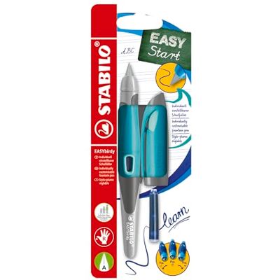 STABILO Ergonomischer Schulfüller für Rechtshänder EASYbirdy Pastel Anfänger-Feder A, aqua grün/mint, inkl. Patrone, Einstellwerkzeug, löschbar blau STABILO Ergonomischer Schulfüller für Rechtshänder EASYbirdy Pastel Anfänger-Feder A, aqua grün/mint, inkl. Patrone, Einstellwerkzeug, löschbar blau