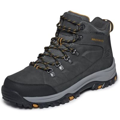 Skechers Men's Walking Sneaker, Char (Charcoal Grey) Wandern, entspannte Passform, luftgekühlter Memory-Schaum, wasserabweisend, Schnürung Skechers Men's Walking Sneaker, Char (Charcoal Grey) Wandern, entspannte Passform, luftgekühlter Memory-Schaum, wasserabweisend, Schnürung