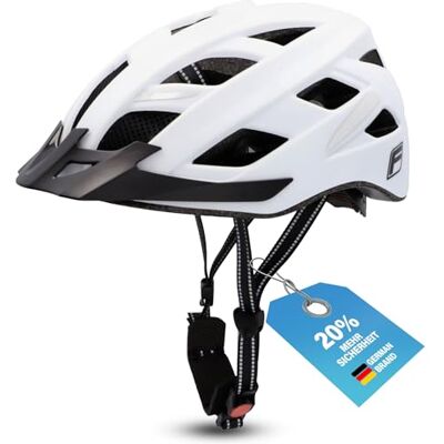 Fischer Erwachsene Fahrradhelm, Radhelm, Cityhelm Urban Plus Atlanta, S/M, 52-59cm, weiß, mit integriertem LED-Rücklicht Fischer Erwachsene Fahrradhelm, Radhelm, Cityhelm Urban Plus Atlanta, S/M, 52-59cm, weiß, mit integriertem LED-Rücklicht