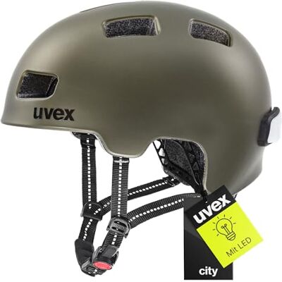 Uvex city 4 leichter City-Helm für Damen und Herren individuelle Größenanpassung inkl. LED-Licht green smoke matt 58-61 cm Uvex city 4 leichter City-Helm für Damen und Herren individuelle Größenanpassung inkl. LED-Licht green smoke matt 58-61 cm
