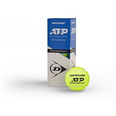 Dunlop Tennis Ball ATP Pressureless for Sand, Hard Court and Turf (3 Balls) Dunlop Tennis Ball ATP Pressureless for Sand, Hard Court and Turf (3 Balls)