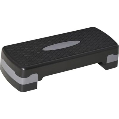 HOMCOM Aerobic Stepper 2 Stufig Höhenverstellbar 10-15cm Schwarz Grau Steppbrett, Rutschfest Fitness Stepper, Mini Steppbrett, für Zuhause Heim Büro HOMCOM Aerobic Stepper 2 Stufig Höhenverstellbar 10-15cm Schwarz Grau Steppbrett, Rutschfest Fitness Stepper, Mini Steppbrett, für Zuhause Heim Büro