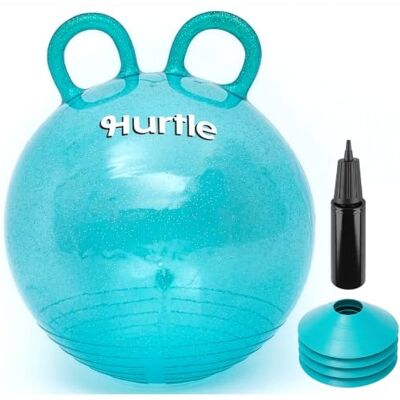 Hurtle Hüpfball Kinder ab 3 Jahren, 46 cm Hüpftier mit Zwei Griffen Frisches Türkis-Glitzer aus ungiftigem PVC, bis 120 kg belastbar, inklusive Pumpe & 4 Hütchen, rutschfest und platzsparend. Hurtle Hüpfball Kinder ab 3 Jahren, 46 cm Hüpftier mit Zwei Griffen Frisches Türkis-Glitzer aus ungiftigem PVC, bis 120 kg belastbar, inklusive Pumpe & 4 Hütchen, rutschfest und platzsparend.