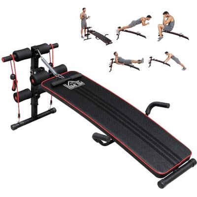 HOMCOM Sit Up Bank Höhenverstellbar Hantelbank mit 4/5-Fach Beinfixierung Multifunktion, Sit-Up Trainingsbank, Ganzkörpertraining, Flachbank Schrägbank, Bauchtrainer & Rückentrainer HOMCOM Sit Up Bank Höhenverstellbar Hantelbank mit 4/5-Fach Beinfixierung Multifunktion, Sit-Up Trainingsbank, Ganzkörpertraining, Flachbank Schrägbank, Bauchtrainer & Rückentrainer