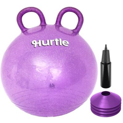 Hurtle Hüpfball Kinder ab 3 Jahren, 46 cm Hüpftier mit Zwei Griffen Sanftes Lila-Glitzer aus ungiftigem PVC, bis 120 kg belastbar, inklusive Pumpe & 4 Hütchen, rutschfest und platzsparend. Hurtle Hüpfball Kinder ab 3 Jahren, 46 cm Hüpftier mit Zwei Griffen Sanftes Lila-Glitzer aus ungiftigem PVC, bis 120 kg belastbar, inklusive Pumpe & 4 Hütchen, rutschfest und platzsparend.